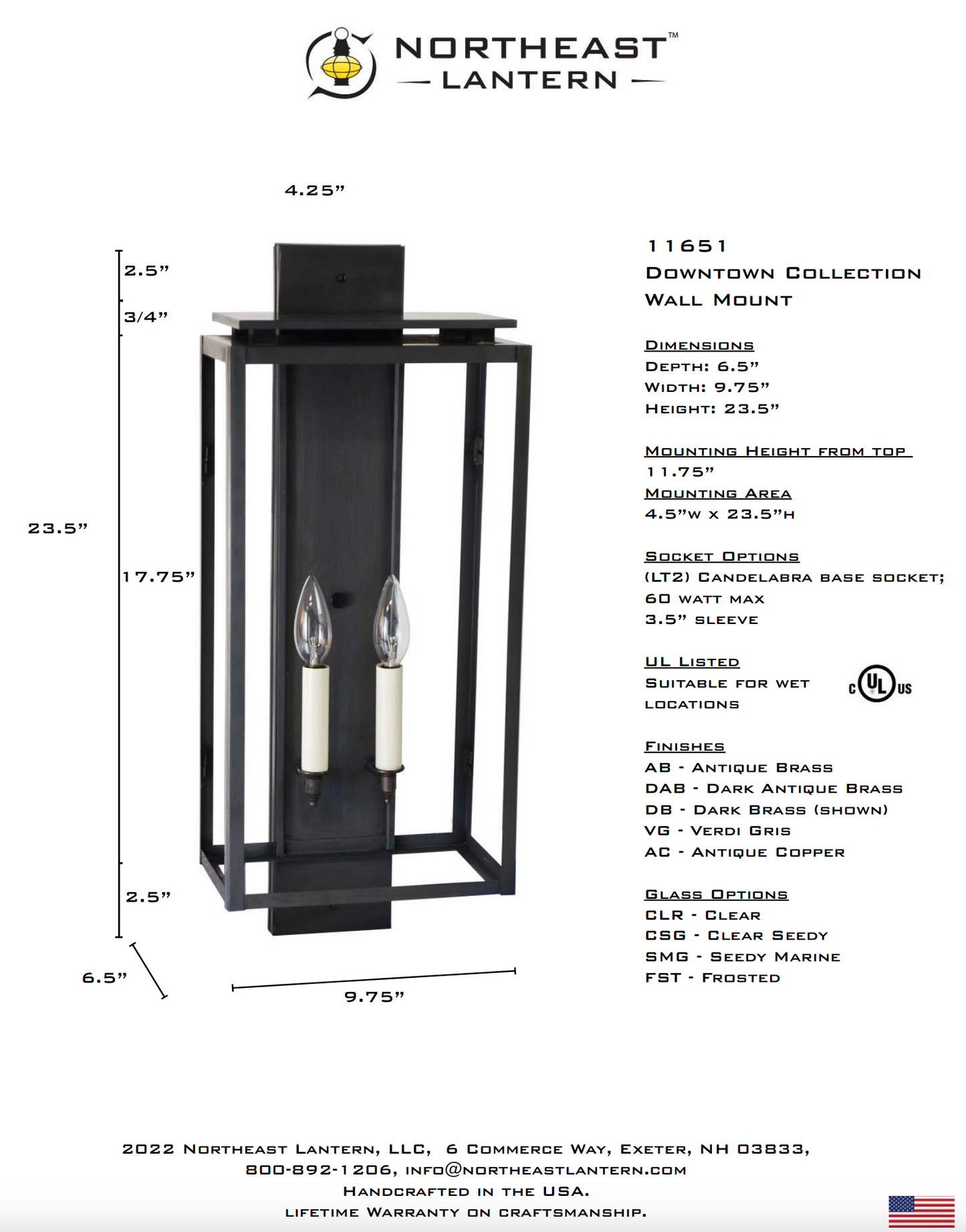 Downtown Large Outdoor Wall Lantern 11651