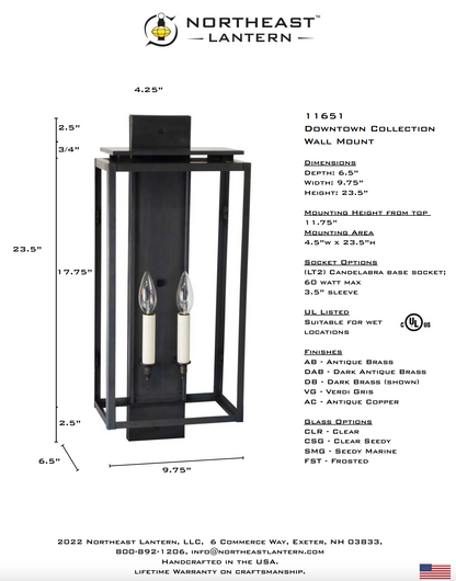 Downtown Large Outdoor Wall Lantern 11651