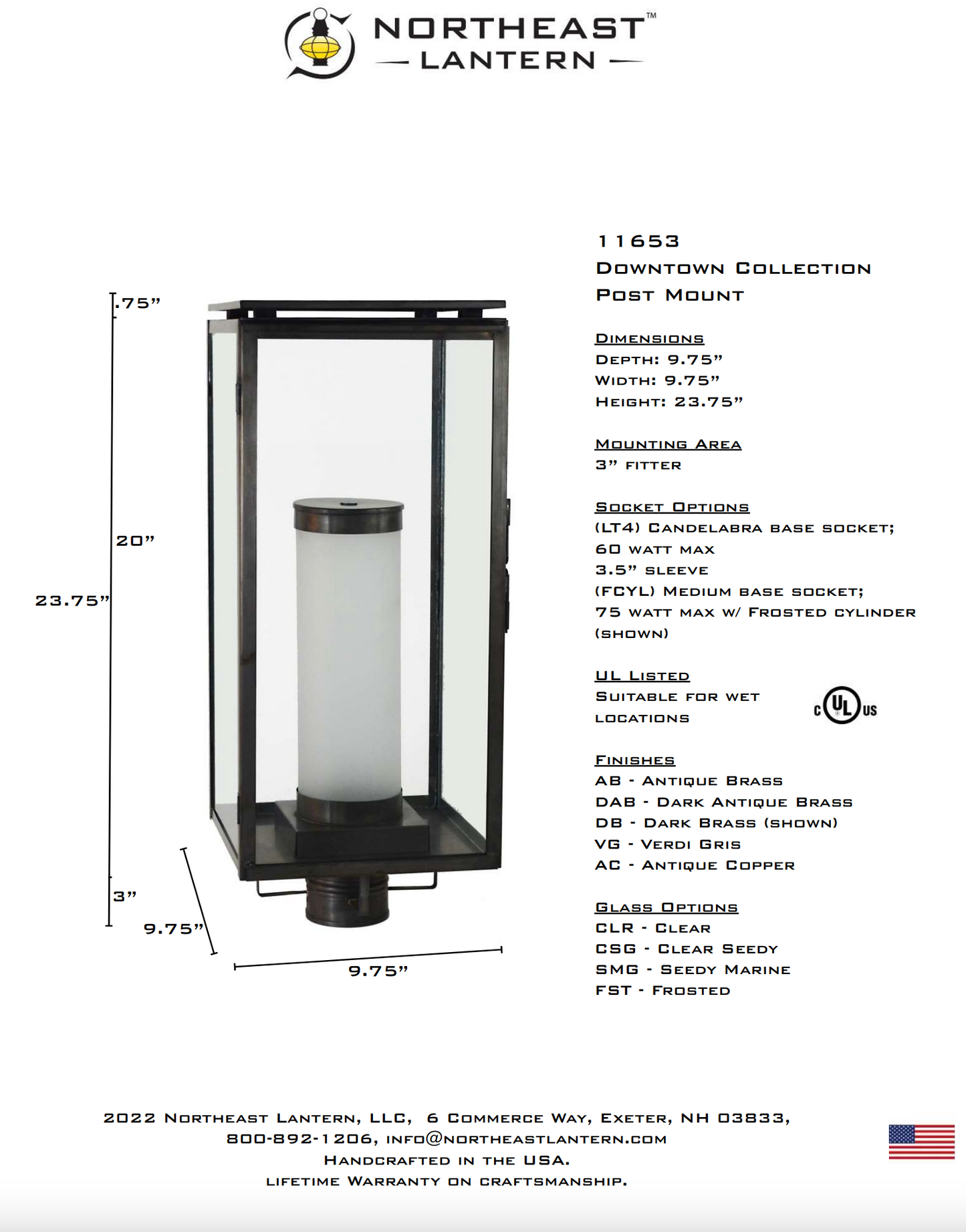 Downtown Outdoor Post Lantern 11653