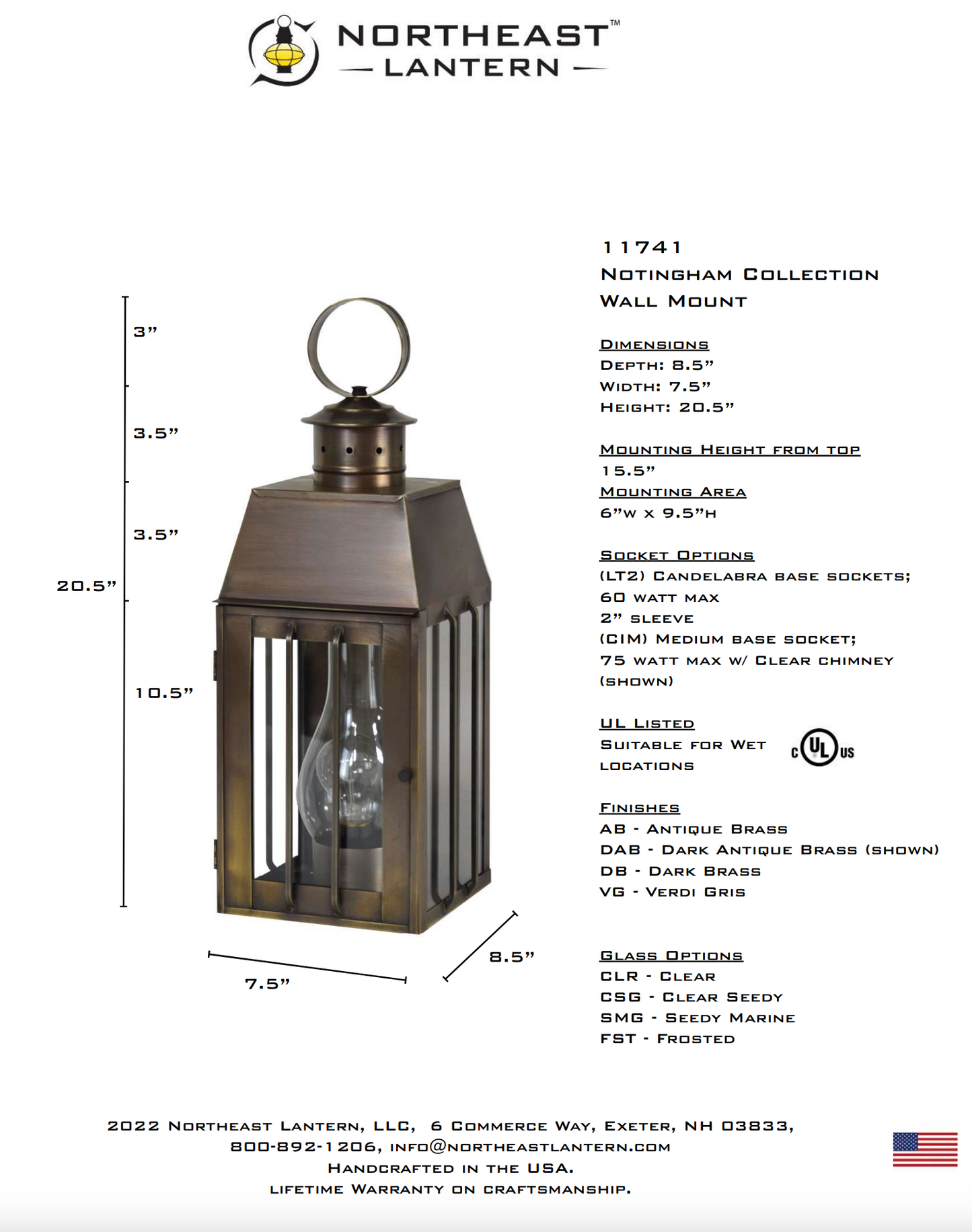 Nottingham Medium Outdoor Wall Lantern 11741