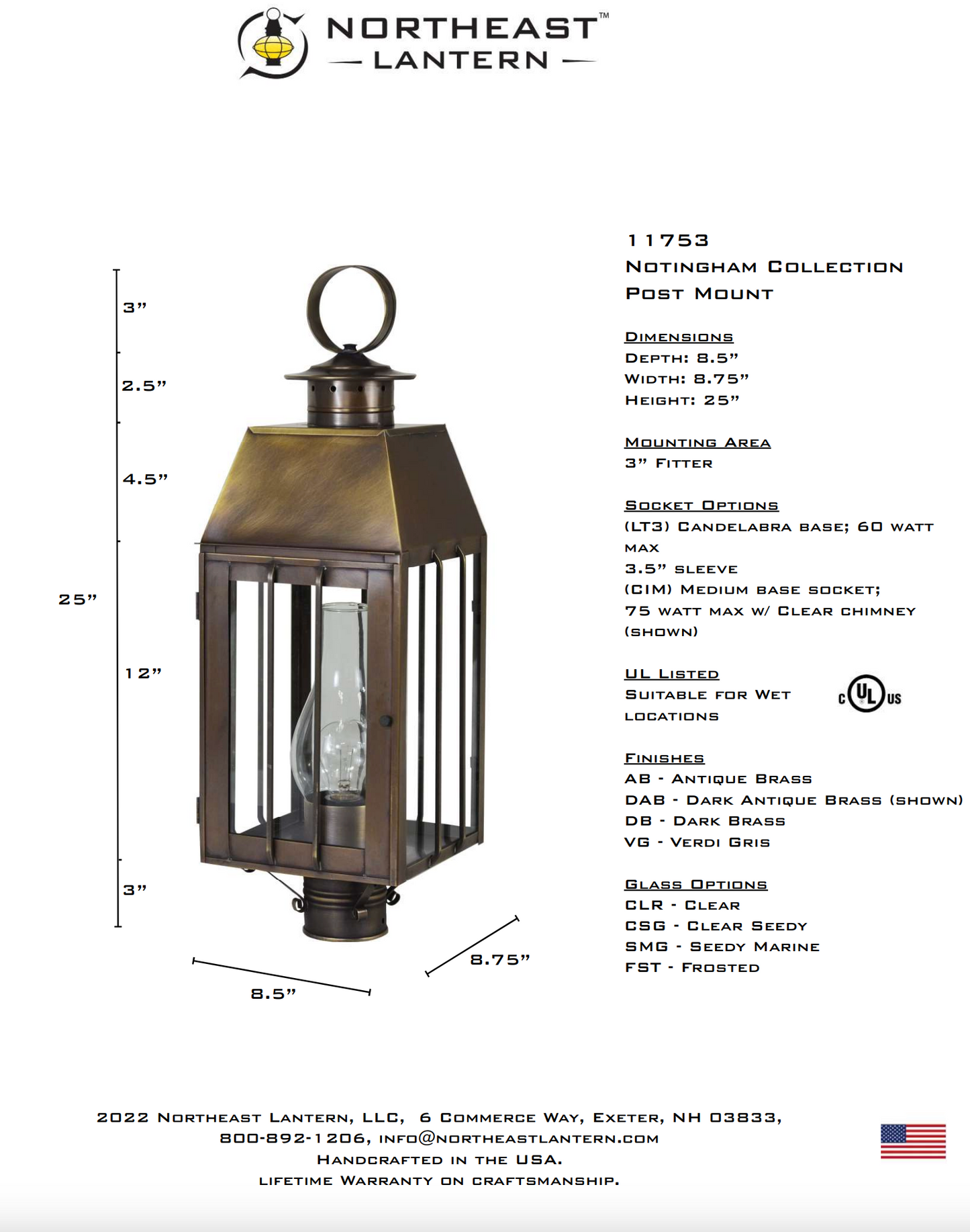 Nottingham Outdoor Post Lantern 11753