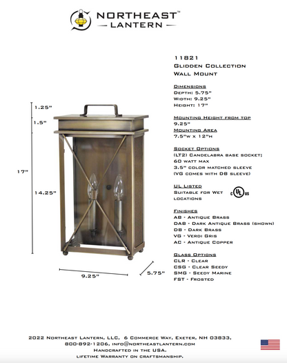 Glidden Small Outdoor Wall Lantern 11821