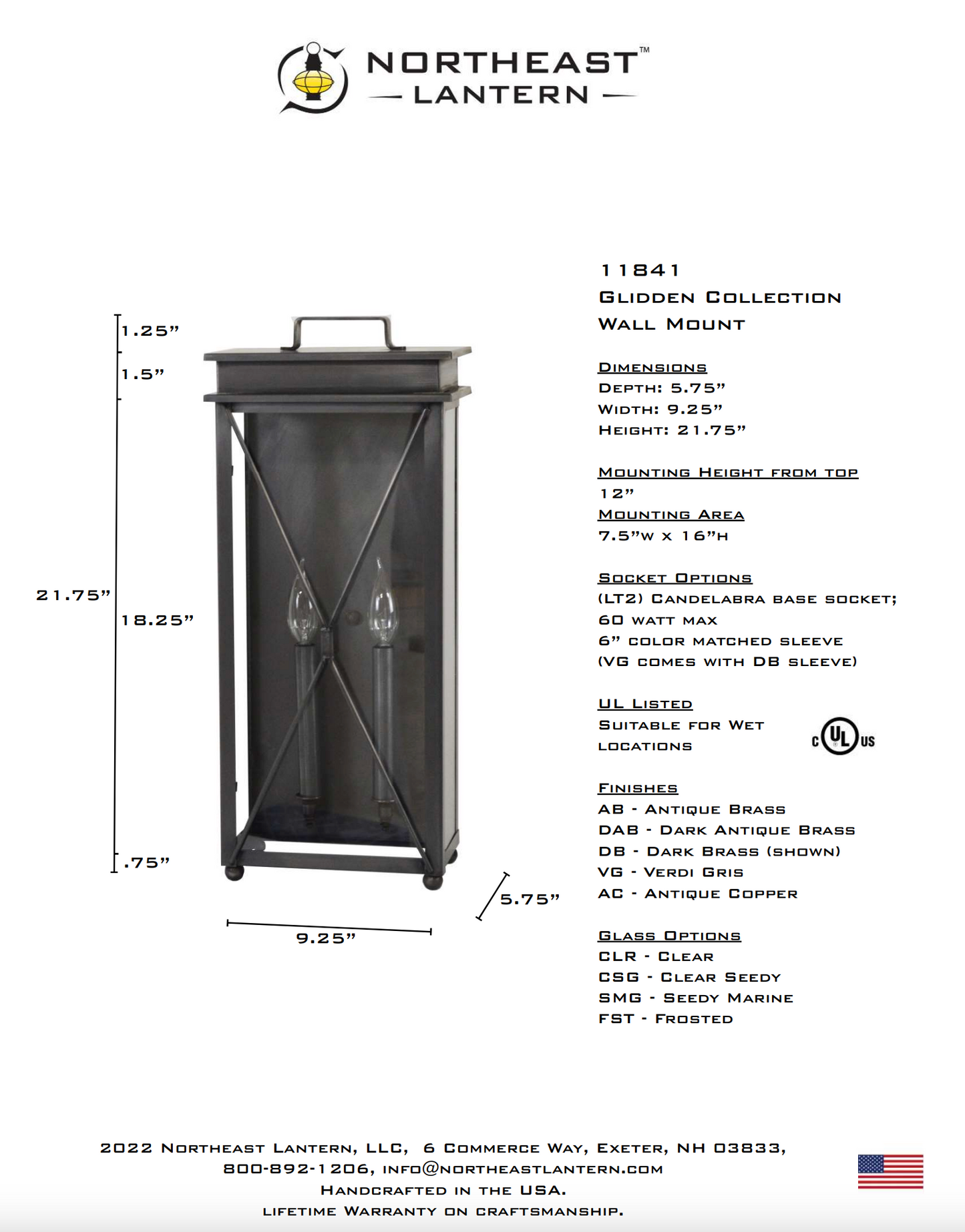 Glidden Medium Outdoor Wall Lantern 11841