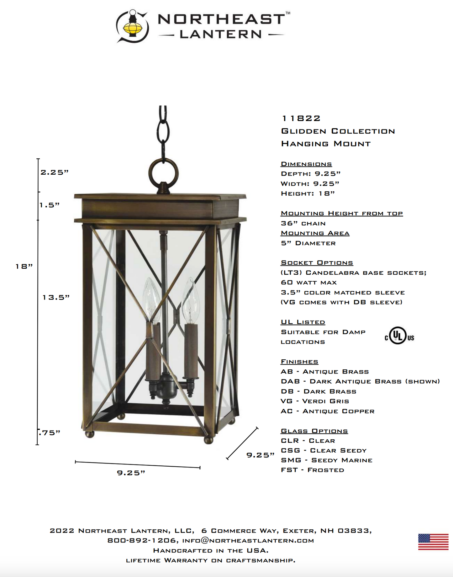 Glidden Medium Hanging Lantern 11822