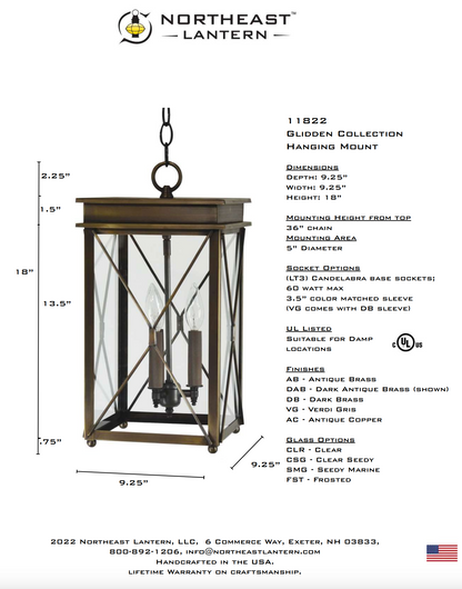 Glidden Medium Hanging Lantern 11822