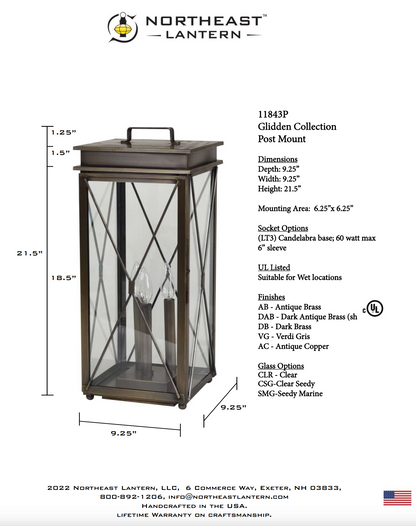 Glidden Large Pier Mount Lantern 11843P