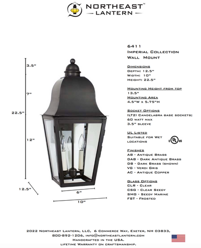 Imperial Medium Outdoor Wall Lantern 6411
