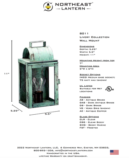Livery Culvert Top Outdoor Wall Lantern 8011