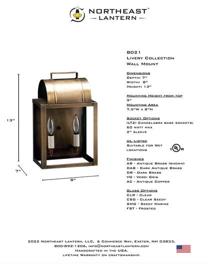 Livery Culvert Top Outdoor Wall Lantern 8021