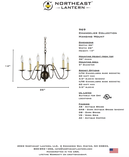Chandelier Hanging Single tier 969