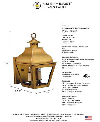 Stanfield Curved Top Small Outdoor Wall Lantern 7611