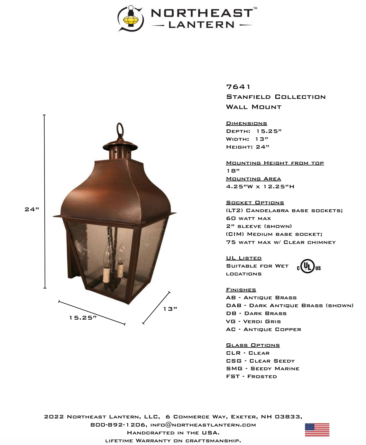 Stanfield Curved Top Large Outdoor Wall Lantern 7641