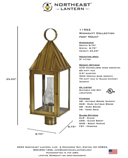 Winnicutt Large Outdoor Post Lantern 11953