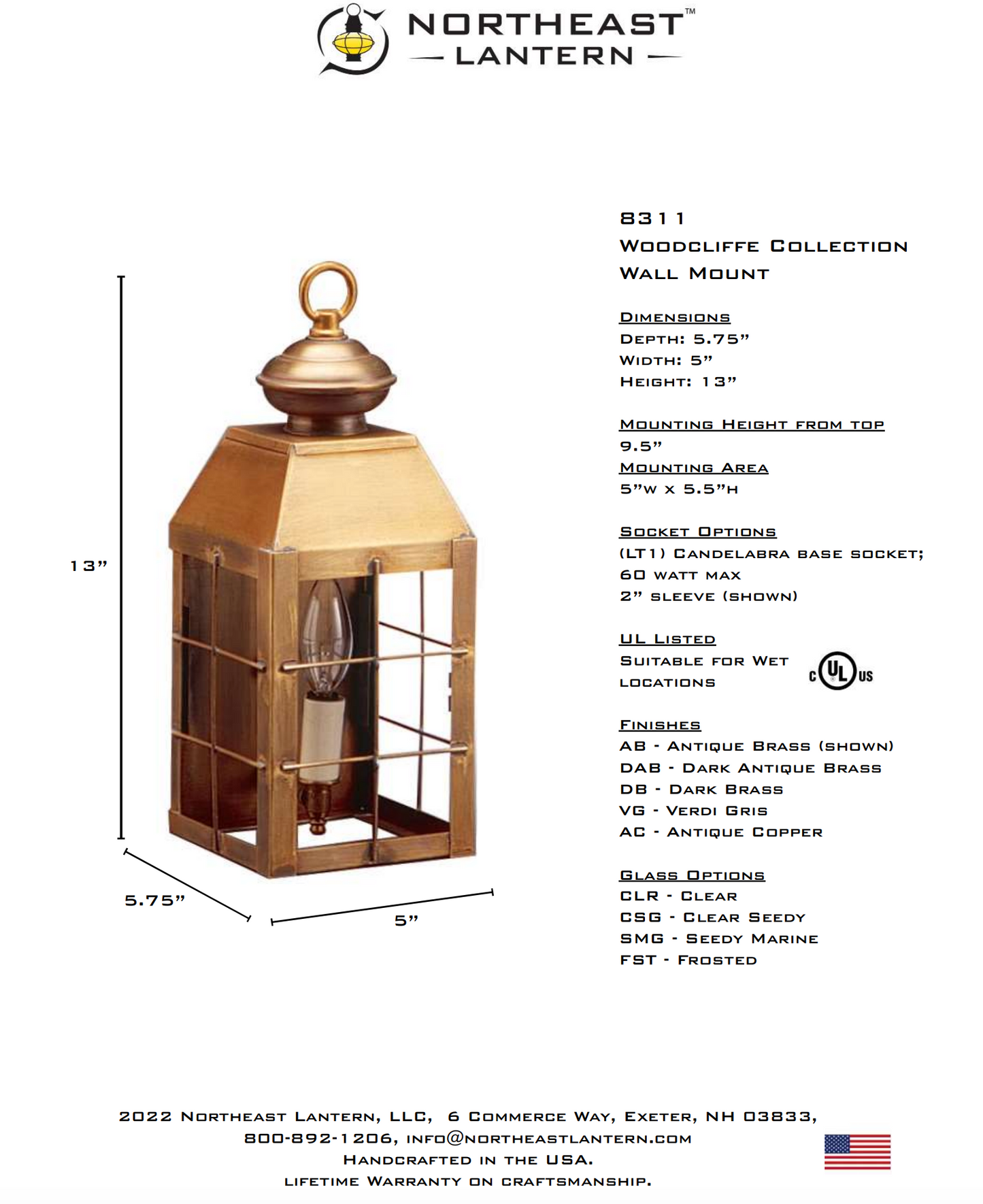 Woodcliffe Small H Rod Outdoor Wall Lantern 8311