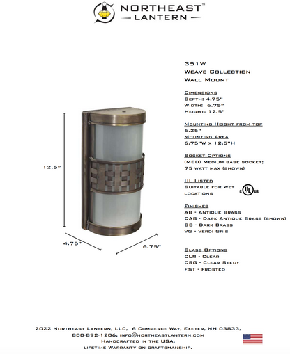 Weave Wall Sconce Mount 351W