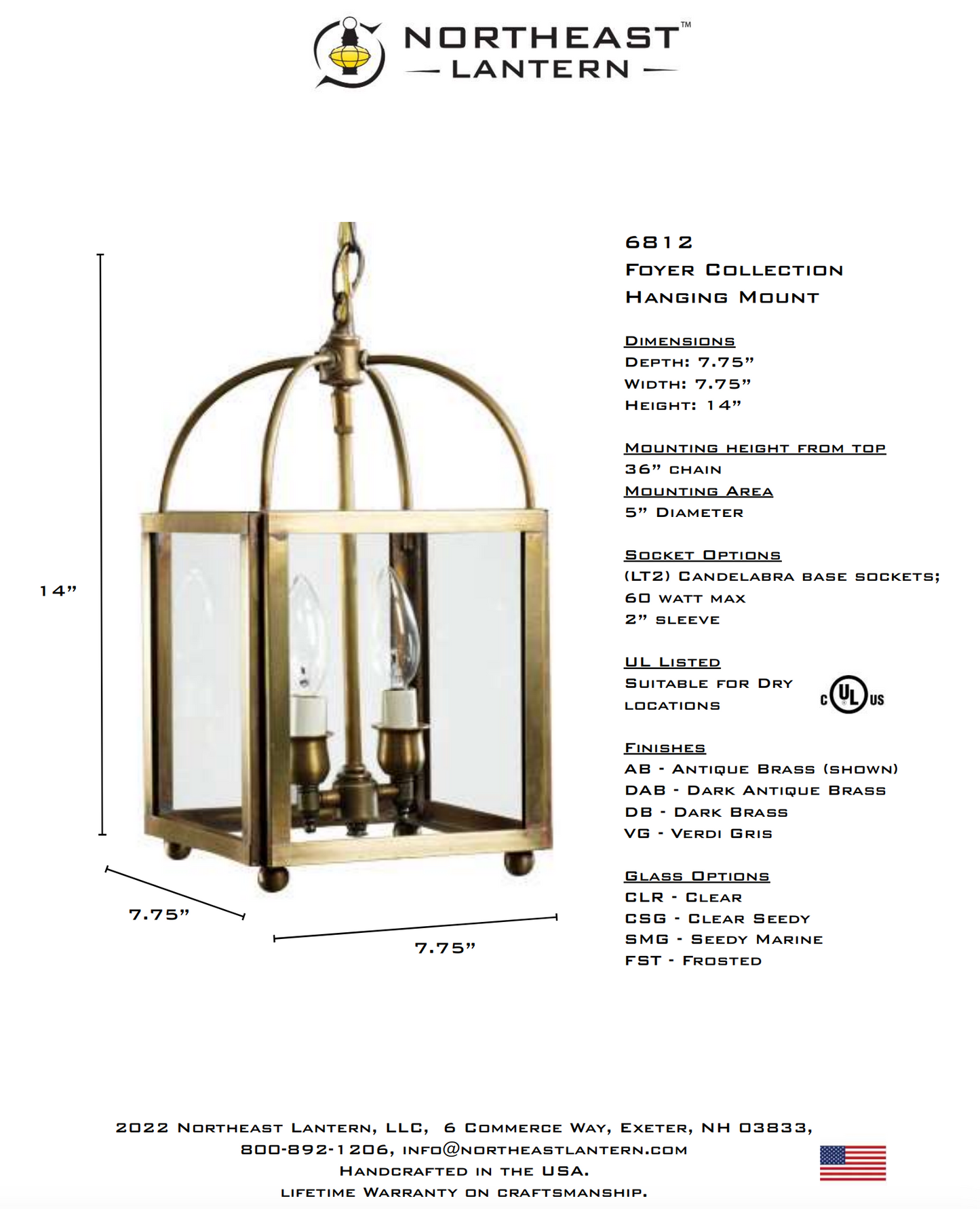 Foyer Indoor Hanging Lantern 6812