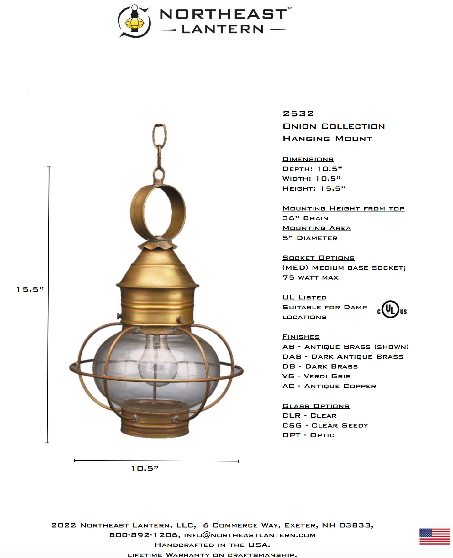 Caged Onion Outdoor Hanging Lantern 2532