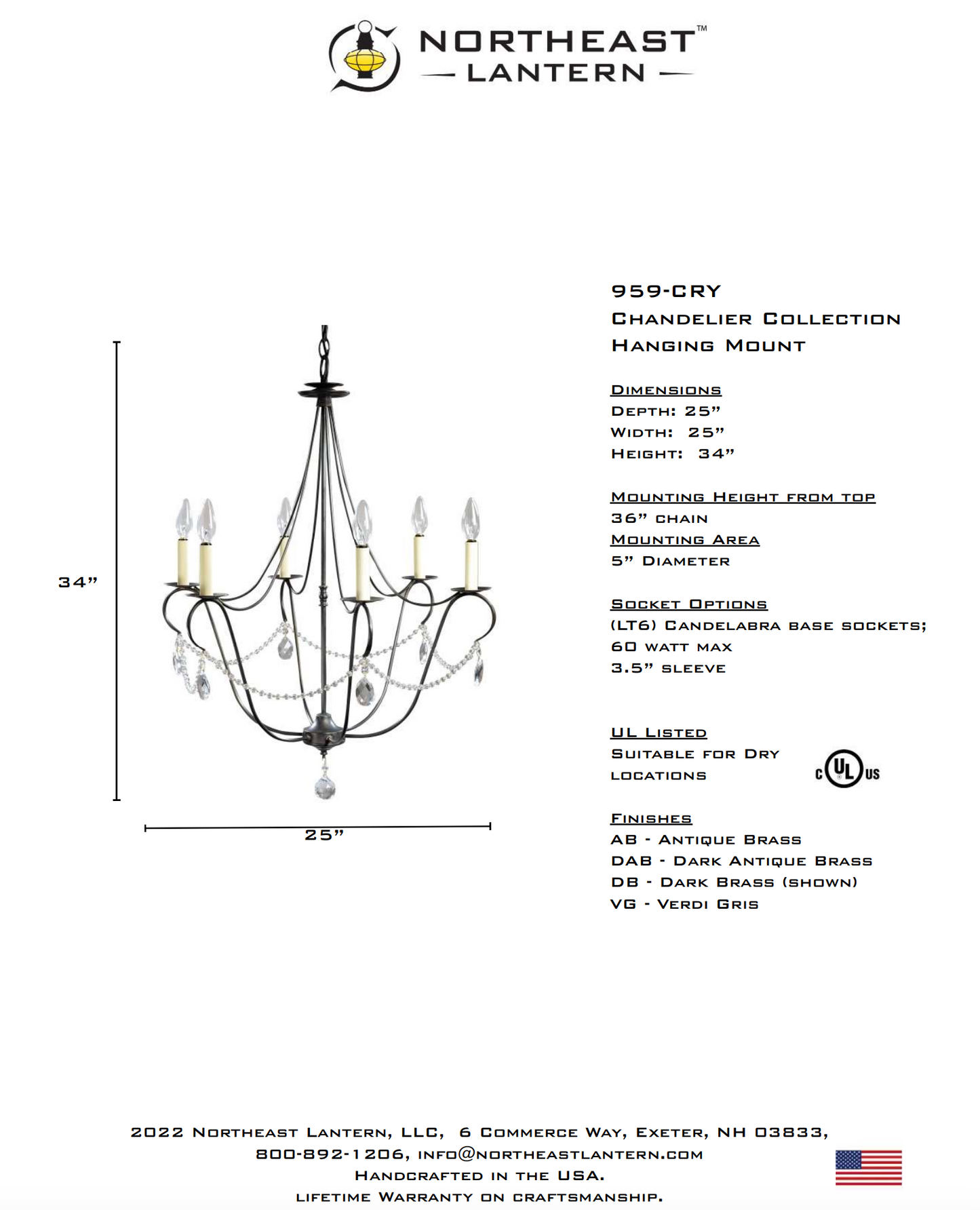 Chandelier with Crystals 959