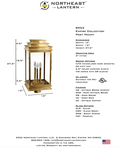 Empire Outdoor Post Lantern 8953