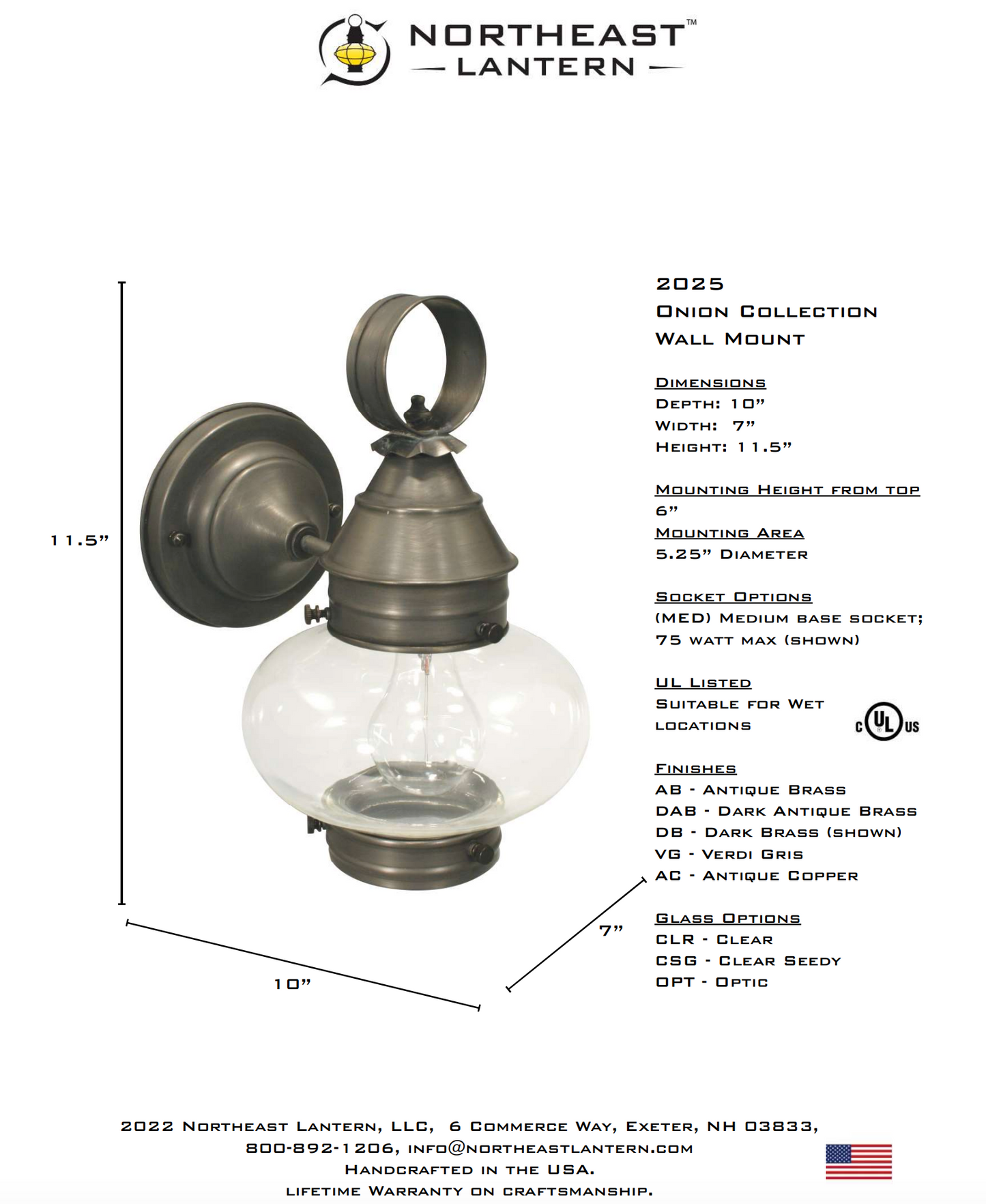 Onion Outdoor Wall Lantern with No Cage 2025