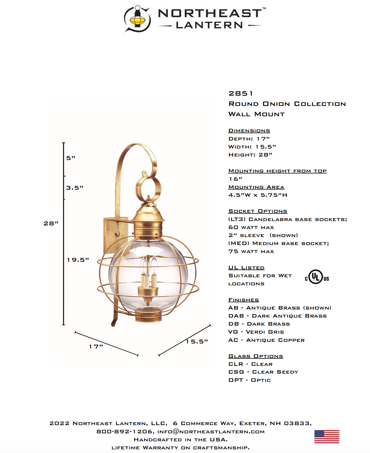 Round Onion Outdoor Wall Lantern 2851