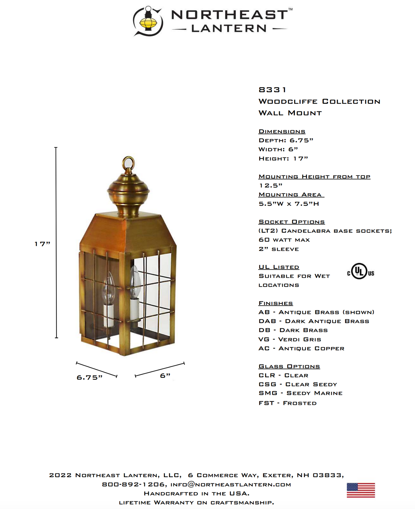Woodcliffe H Rod Outdoor Wall Lantern 8331