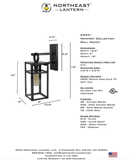 Newport Large Outdoor Wall Lantern 63931