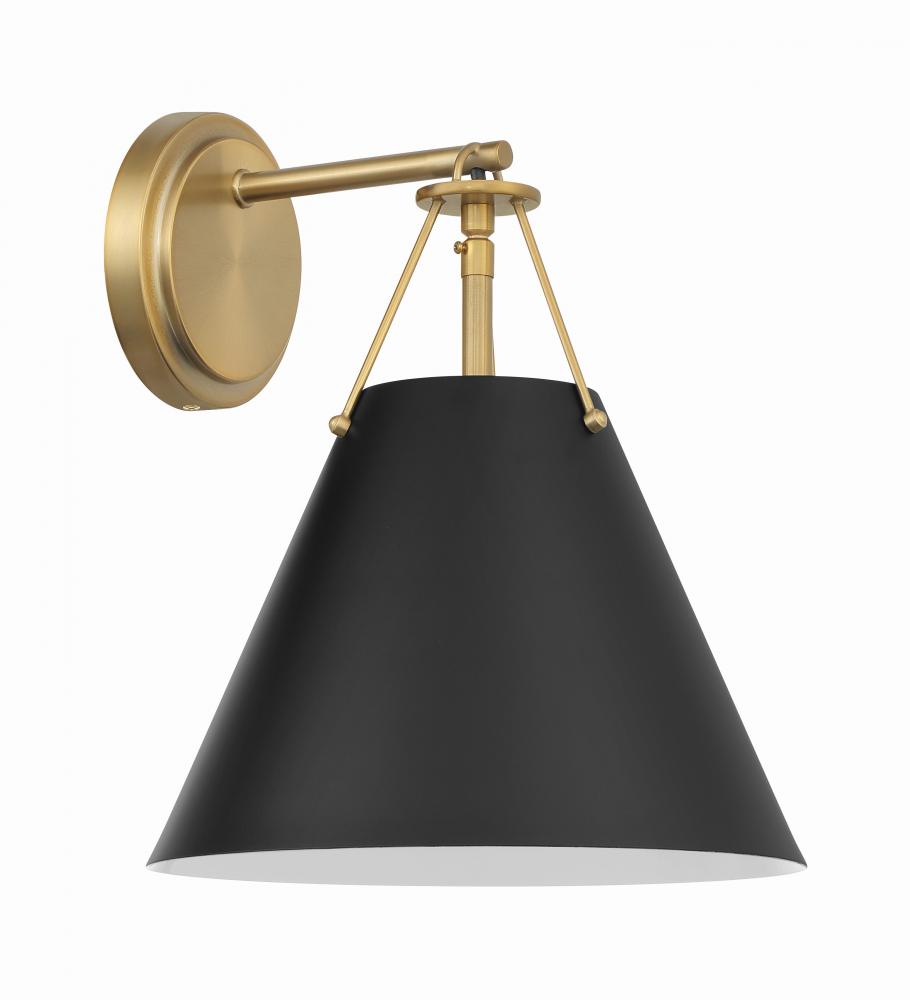 Xavier 1-Light Wall Sconce, Matte Black (XAV-B8311) | Crystorama